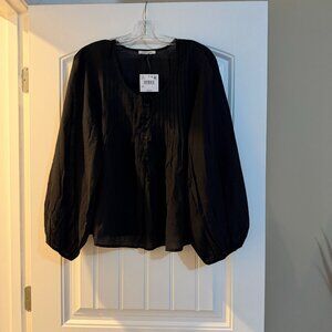 NWT American Eagle Long-Sleeve Breezy Boho Blouse (Black)
